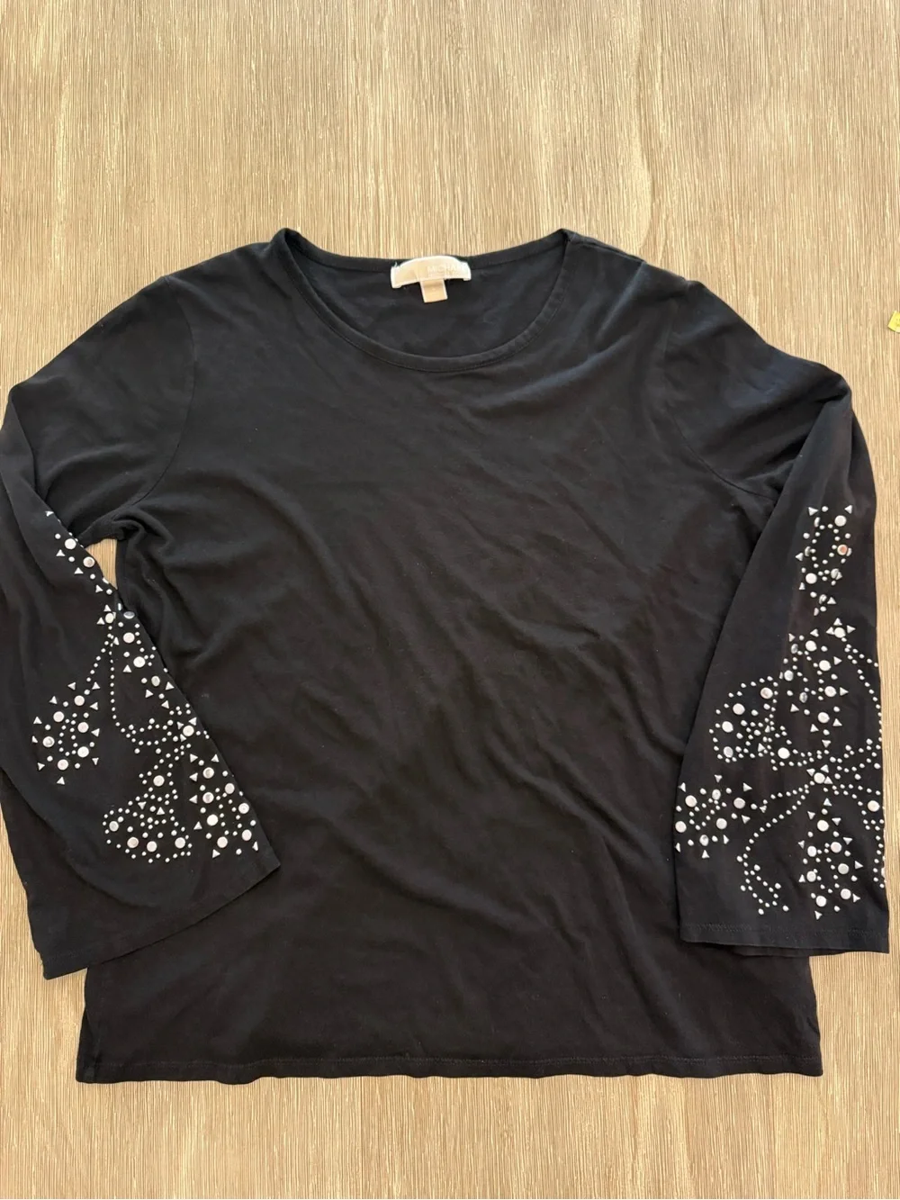 Michael Kors Black Studded Sleeve Top Embellished Womens large